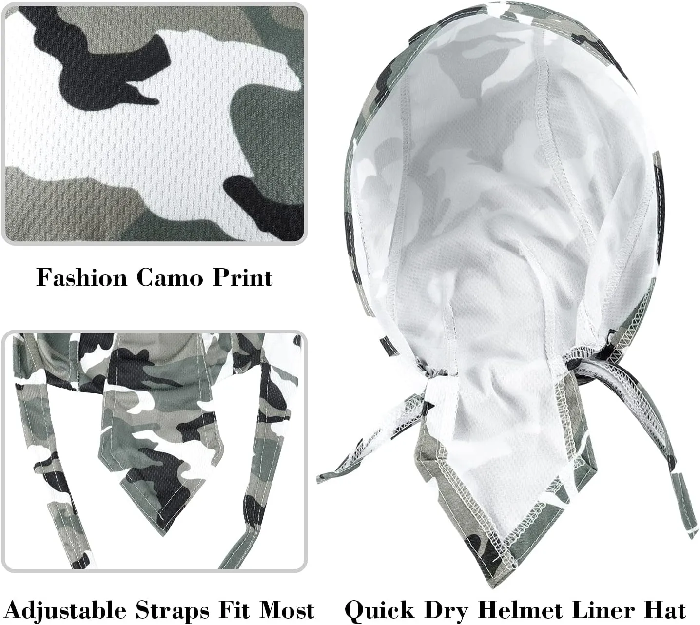 DOCILA 3 Pcs Do Rags for Men Skull Cap Bandana Hat Breathable Helmet Linner Beanie