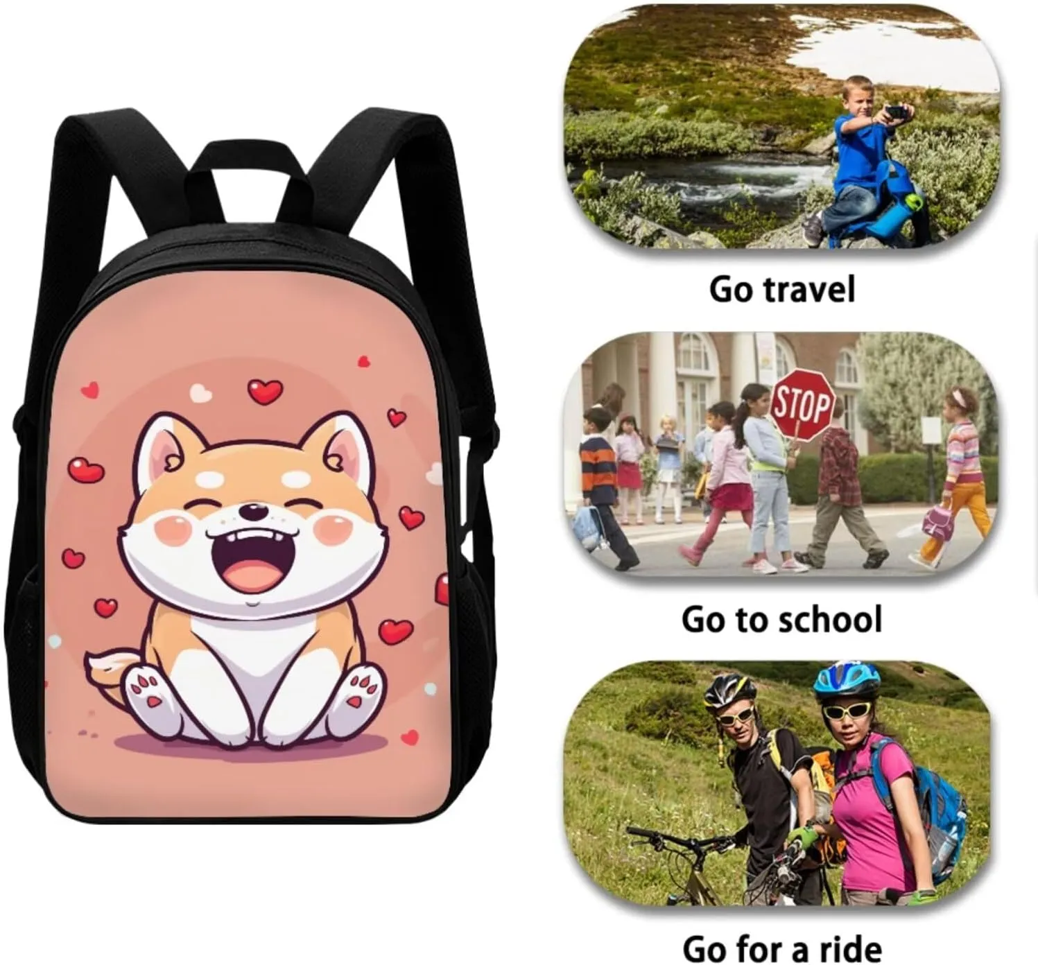 Dog School BagChildren Backpack with Lunch Bag and Pencil Case for Boys Girls 4 Piece Rucksack Backpack Set for Student Backpacks for School Student Waterproof 4 Piece School Bag
