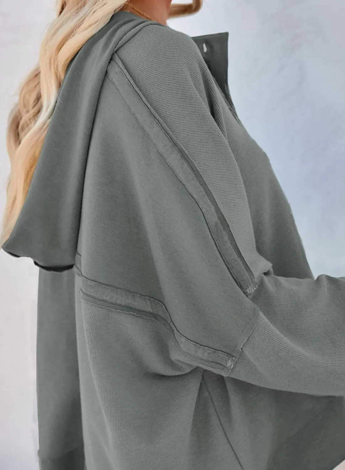 Dokotoo Hoodies for Women 2024 Fashion Fall V Neck Button Down Long Sleeve Hooded Sweatshirts Tops