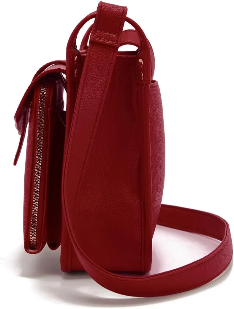 Dollver Crossbody Purse, Unique Design Crossbody Leather Bag, Dollver Handbags With Built In Wallet For Women (Brown Red)