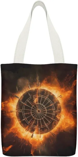 Double-sided Dart Board Printed Canvas Tote Bag, Printed Simple Tote Bag, Shoulder Tote Bag, Canvas Bag with Inner Pocket