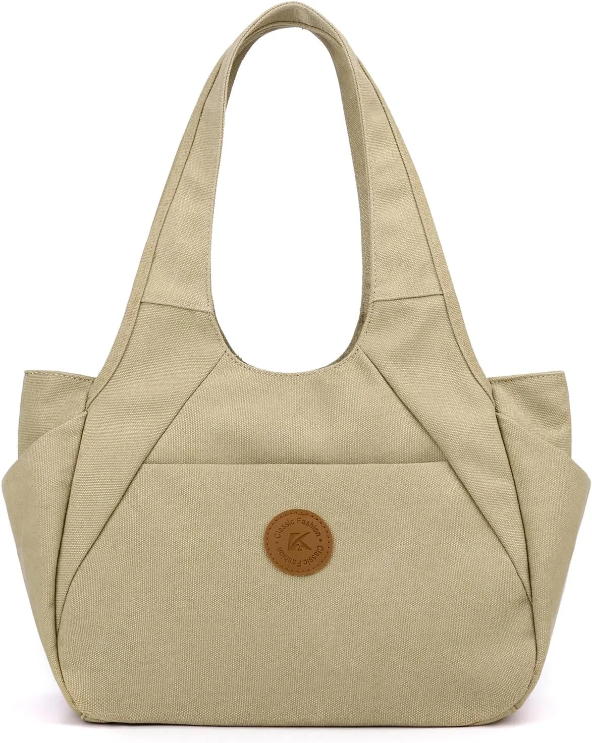 DOURR Light Women's Hobo Purses and Handbags with 3 Compartments Durable Cotton Canvas Shoulder Bag Daily Tote