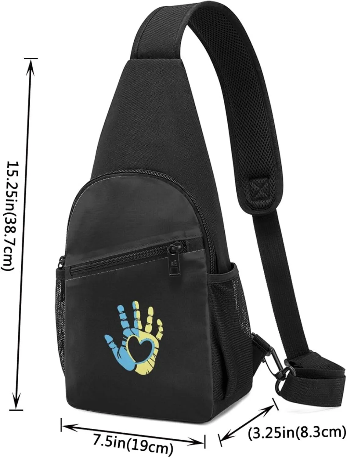 Down Syndrome Awareness Hand Unisex Chest Bag Lightweight Crossbody Shoulder Bag Travel Pocket