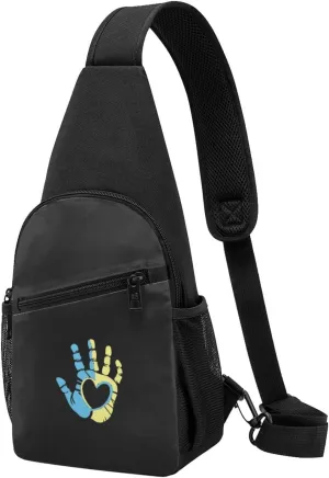 Down Syndrome Awareness Hand Unisex Chest Bag Lightweight Crossbody Shoulder Bag Travel Pocket