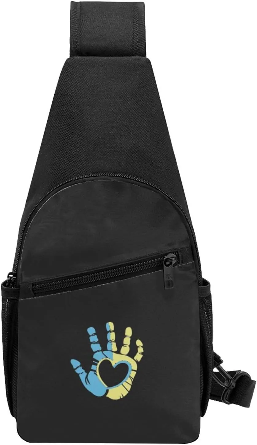 Down Syndrome Awareness Hand Unisex Chest Bag Lightweight Crossbody Shoulder Bag Travel Pocket