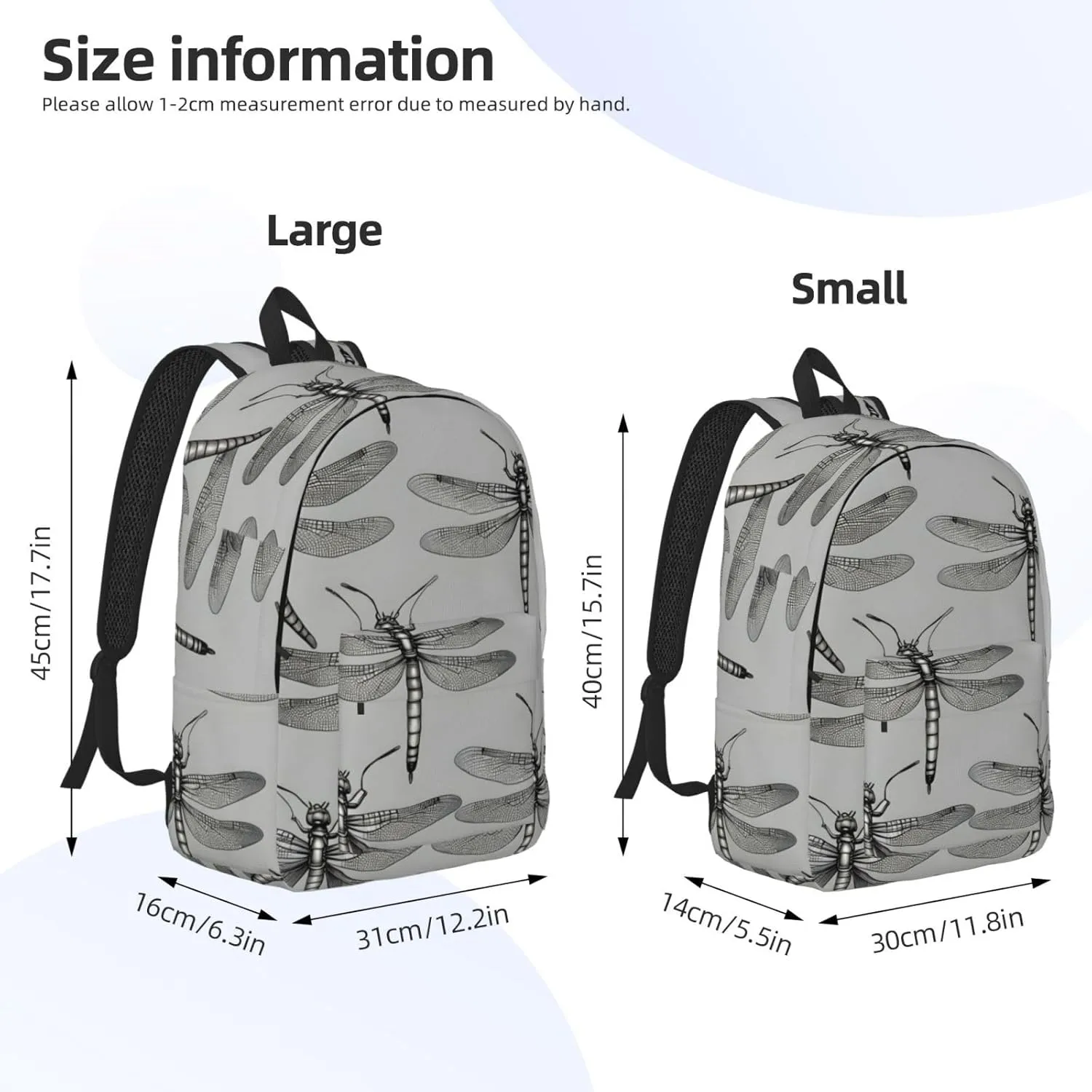 Dragonflies Grey Large Capacity Backpack, Men'S And Women'S Fashionable Travel Backpack, Leisure Work Bag,