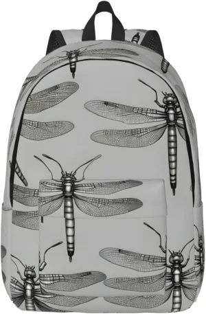 Dragonflies Grey Large Capacity Backpack, Men'S And Women'S Fashionable Travel Backpack, Leisure Work Bag,