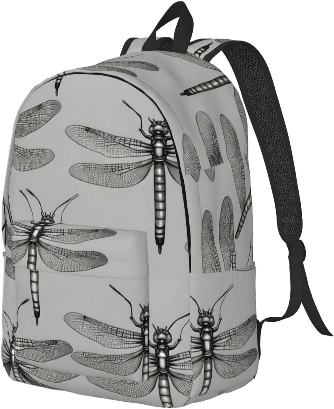 Dragonflies Grey Large Capacity Backpack, Men'S And Women'S Fashionable Travel Backpack, Leisure Work Bag,