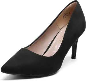 DREAM PAIRS Women's High Stiletto Heels Closed Pointed Toe Dress Pumps Shoes for Wedding Work Office Business, 3 Inches,Size 8.5,Black/Suede,KUCCI