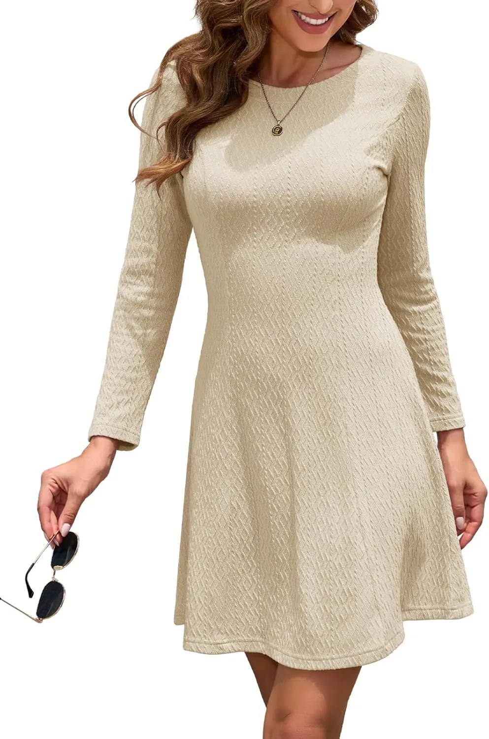 DRESSTELLS Sweater Dresses for Women, Winter Pullover Work Dress Crew Neck Long Sleeve Casual Dress