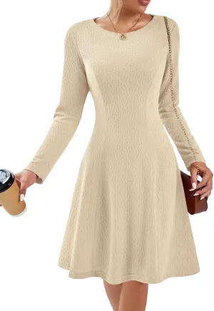 DRESSTELLS Sweater Dresses for Women, Winter Pullover Work Dress Crew Neck Long Sleeve Casual Dress