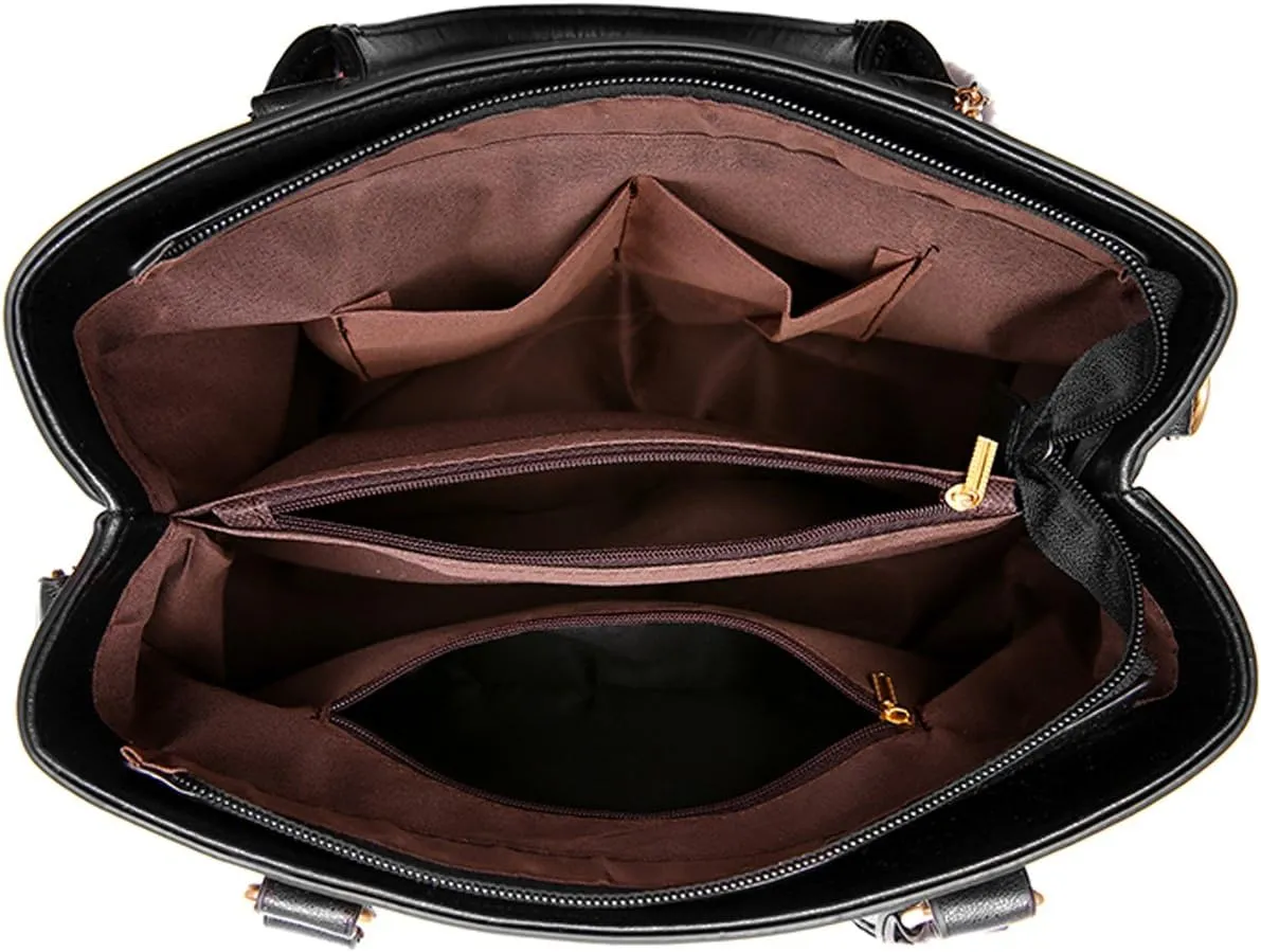 Dreubea Women's Leather Handbag Tote Shoulder Bag Crossbody Purse