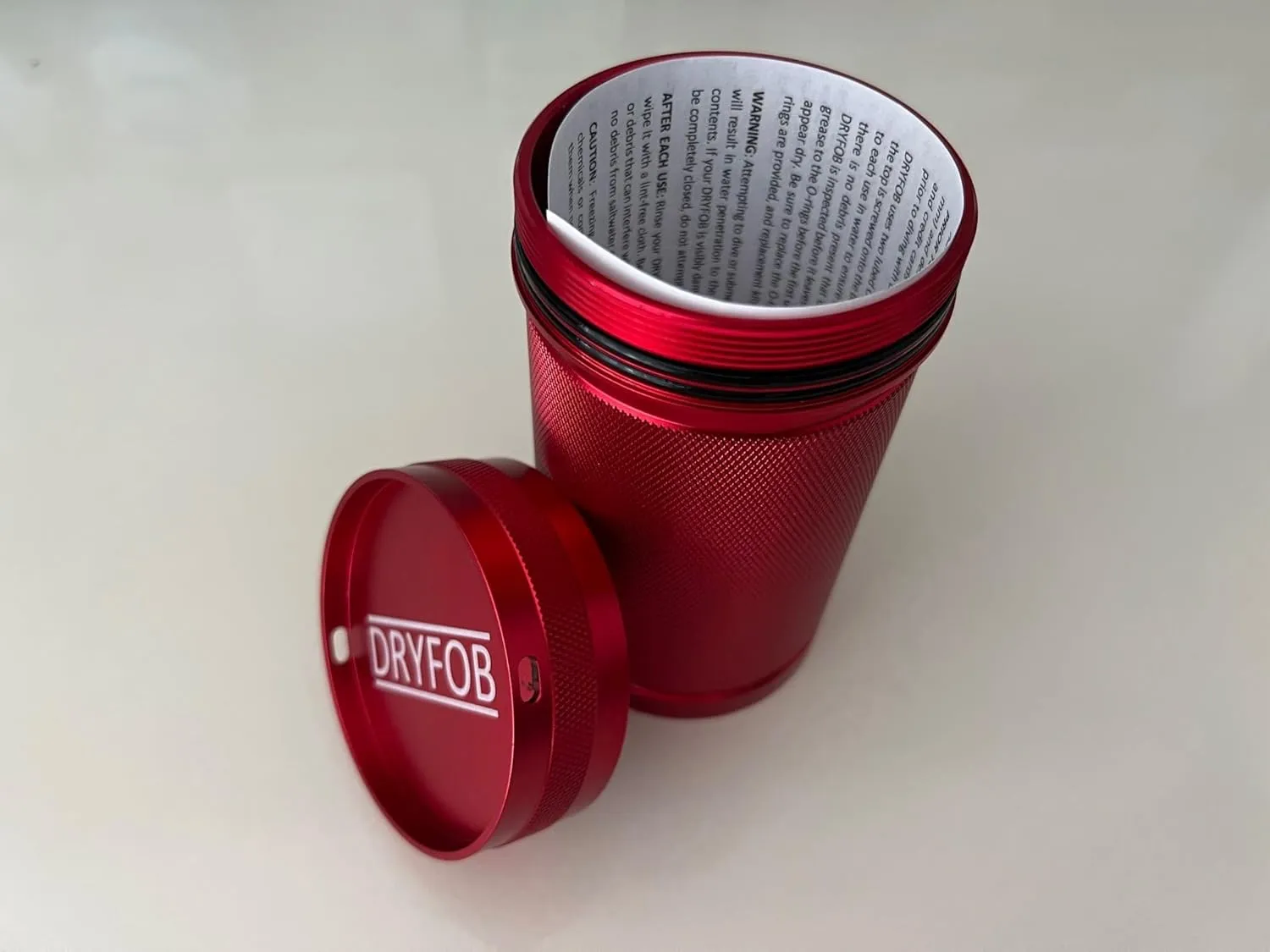 DRYFOB-XL Waterproof PLB Container, Case, Holder for Scuba Diving and Watersports - Rugged Aluminum, Rated to 330ft(100m) (Red-XL)