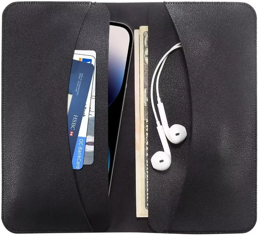 Dual compartment mobile phone bag wallet style business clutch, unisex bag