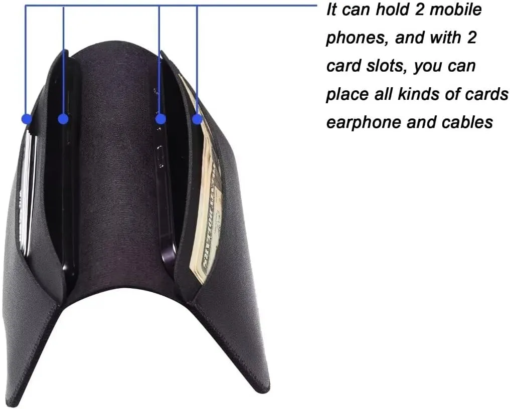 Dual compartment mobile phone bag wallet style business clutch, unisex bag