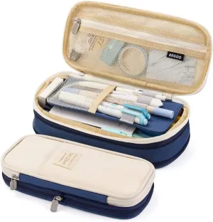 EASTHILL Big Capacity Pencil Pen Case Office College School Large Storage High Capacity Bag Pouch Holder Box Organizer Blue