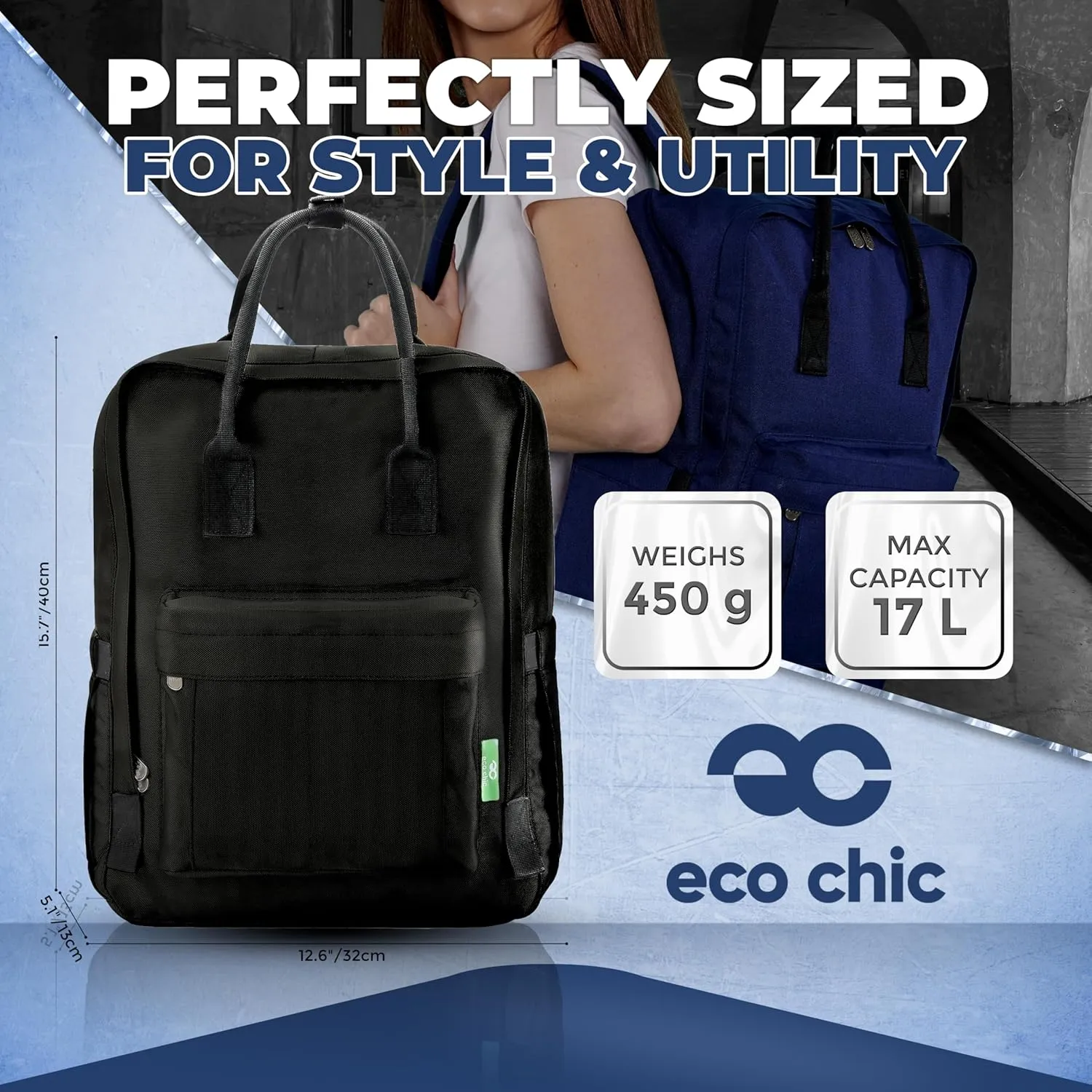 ECO CHIC Waterproof Recycled Canvas Twin-Handle Backpack – Sustainable Laptop Backpack