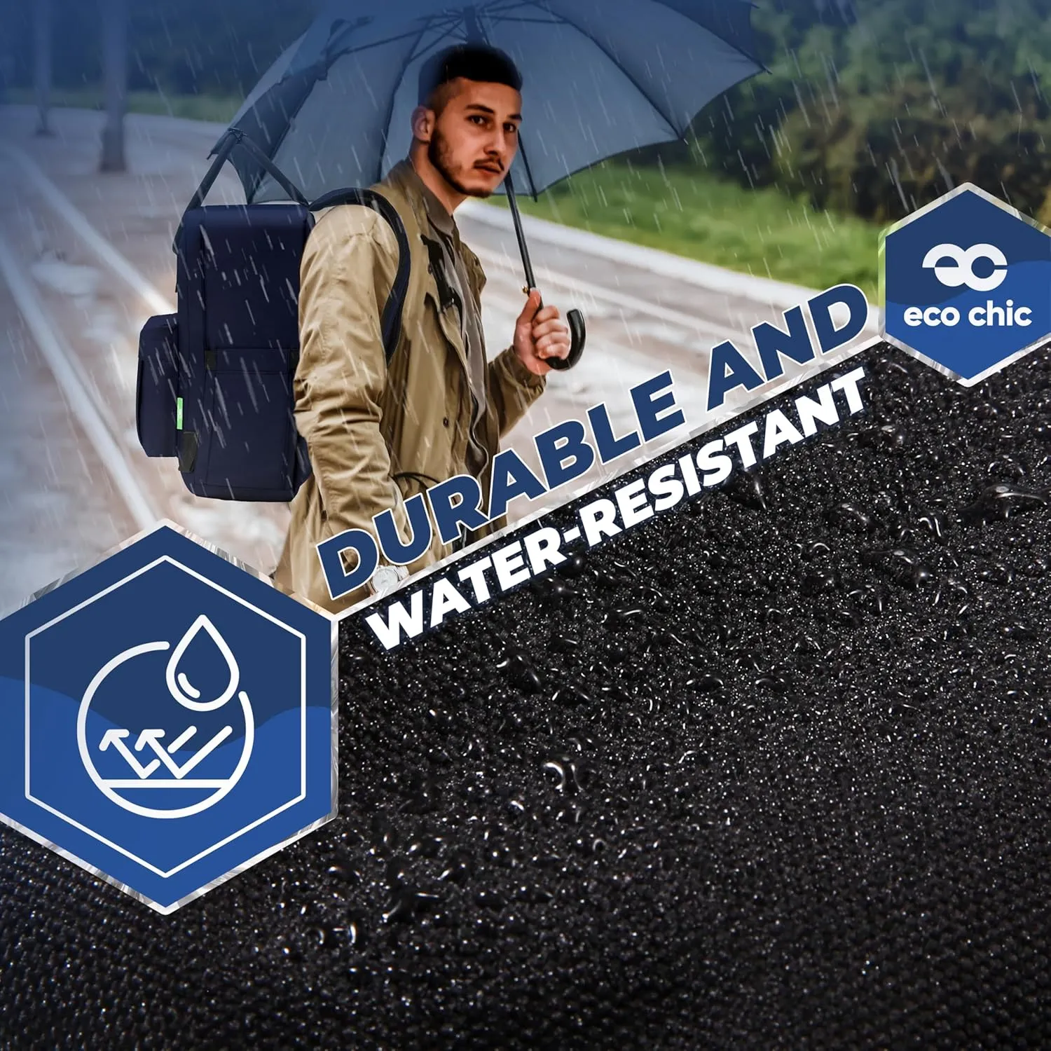 ECO CHIC Waterproof Recycled Canvas Twin-Handle Backpack – Sustainable Laptop Backpack