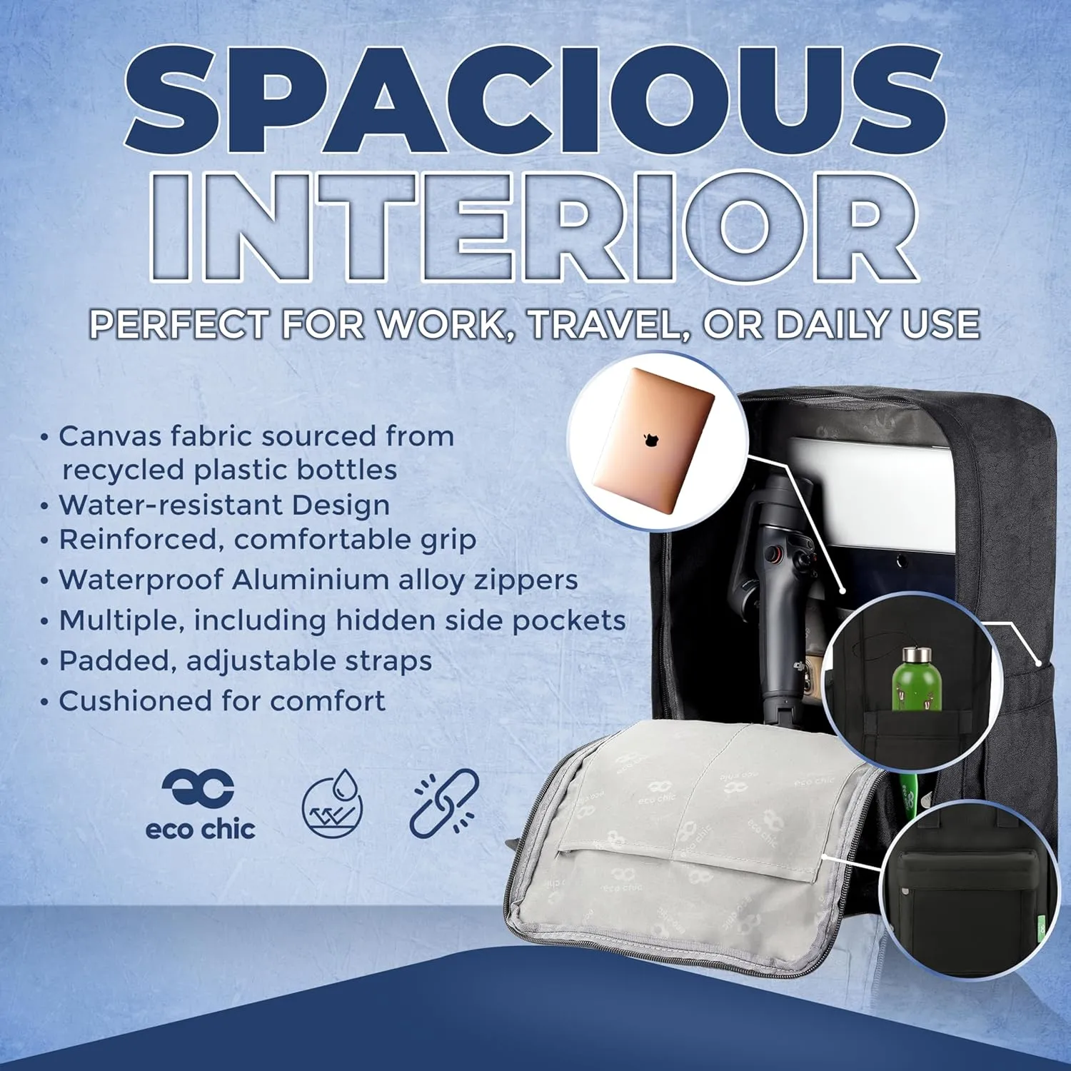 ECO CHIC Waterproof Recycled Canvas Twin-Handle Backpack – Sustainable Laptop Backpack