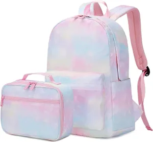 ecodudo Rainbow Girls Backpack Set for Teens Backpacks School Bookbags with Lunch Bag (Rainbow)