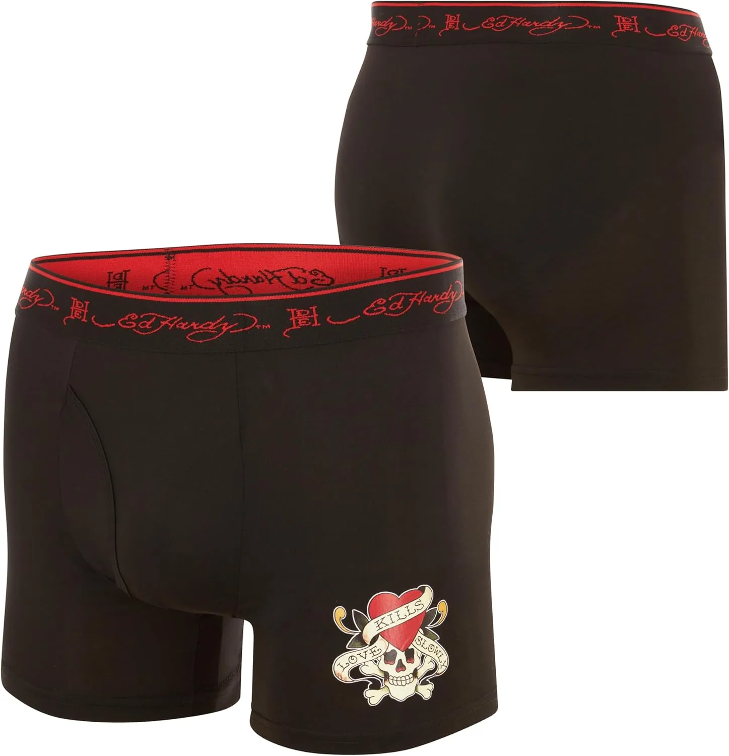 ED HARDY Mens Boxer Briefs Active Stretch Breathable Underwear, Comfortable Gym Boxer Briefs- Multipack