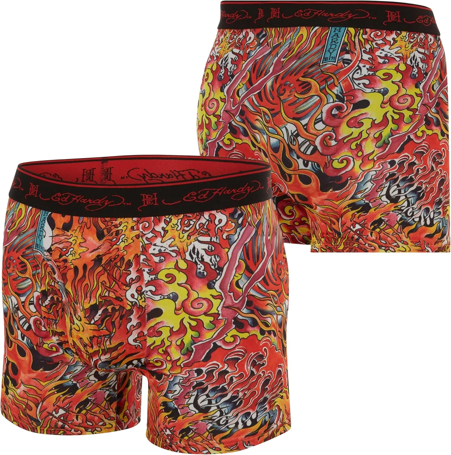 ED HARDY Mens Boxer Briefs Active Stretch Breathable Underwear, Comfortable Gym Boxer Briefs- Multipack