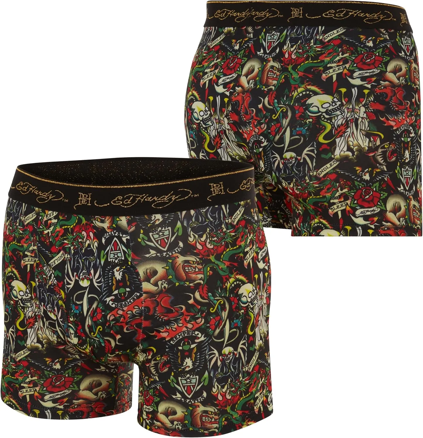 ED HARDY Mens Boxer Briefs Active Stretch Breathable Underwear, Comfortable Gym Boxer Briefs- Multipack