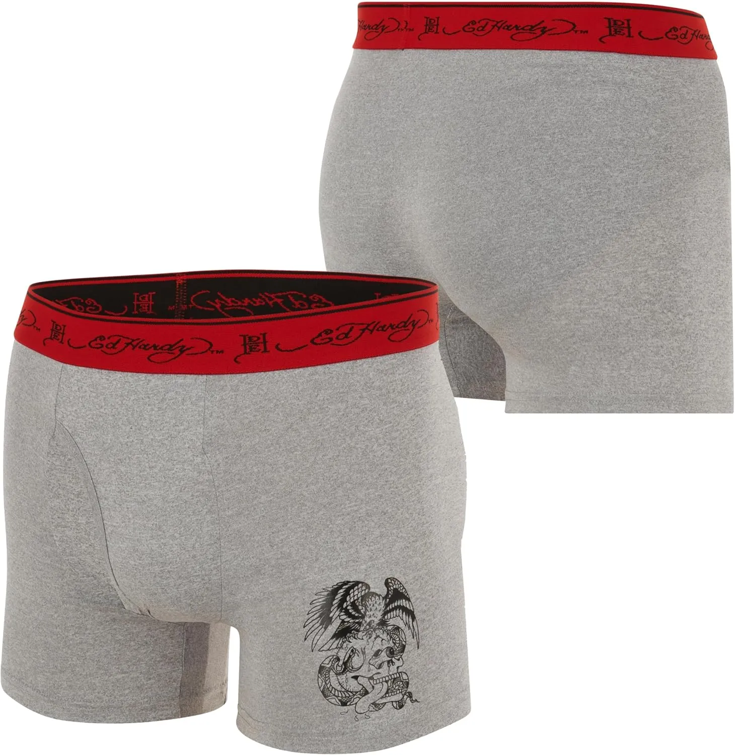 ED HARDY Mens Boxer Briefs Active Stretch Breathable Underwear, Comfortable Gym Boxer Briefs- Multipack