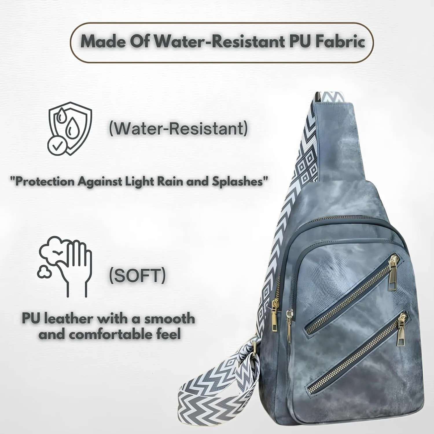 Elegant PU Leather Women's Crossbody Bag – Lightweight, Adjustable Strap with 4 Pockets for Travel & Daily Use (Dark Blue)