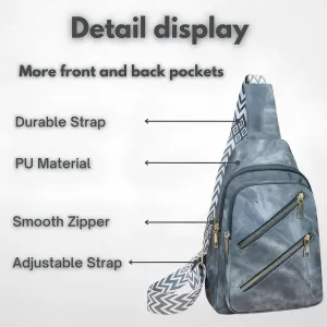 Elegant PU Leather Women's Crossbody Bag – Lightweight, Adjustable Strap with 4 Pockets for Travel & Daily Use (Dark Blue)