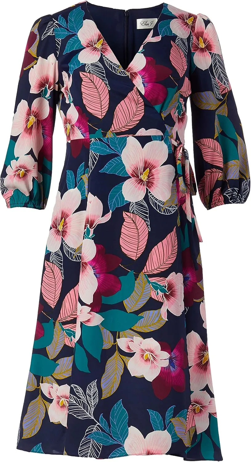 Eliza J Women's Printed Midi Wrap Dress