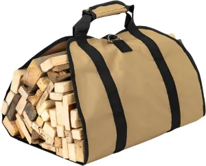 Ellniges]Firewood Bag, Heavy-Duty Waxed Canvas Log for Camping & Indoor Fireplace - Water- Wood Tote with Handles, Portable Firewood Storage for Outdoor Camping Gifts
