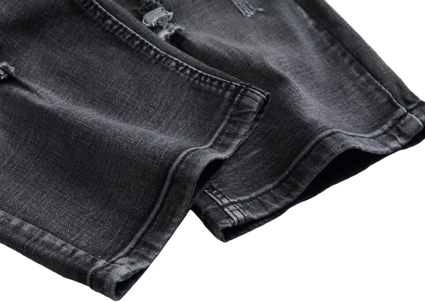 Enrica Men's Casual Printed Regular Fit Ripped Denim Shorts
