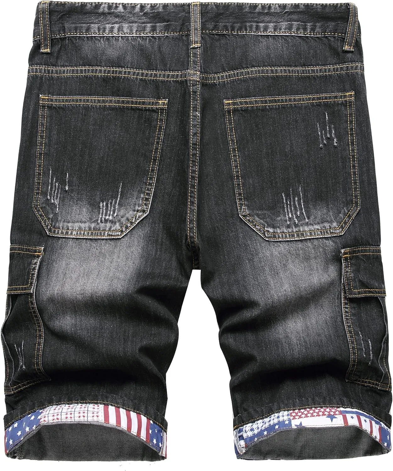 Enrica Men's Casual Printed Regular Fit Ripped Denim Shorts