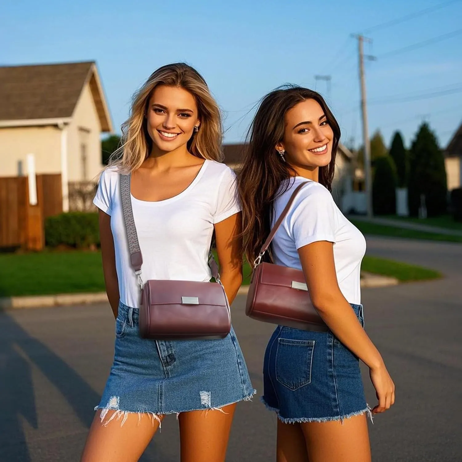 Entchin Premium Vegan Leather Shoulder Bag for Women,Detachable 2-Strap Crossbody Bag, Lady Handbag Purse