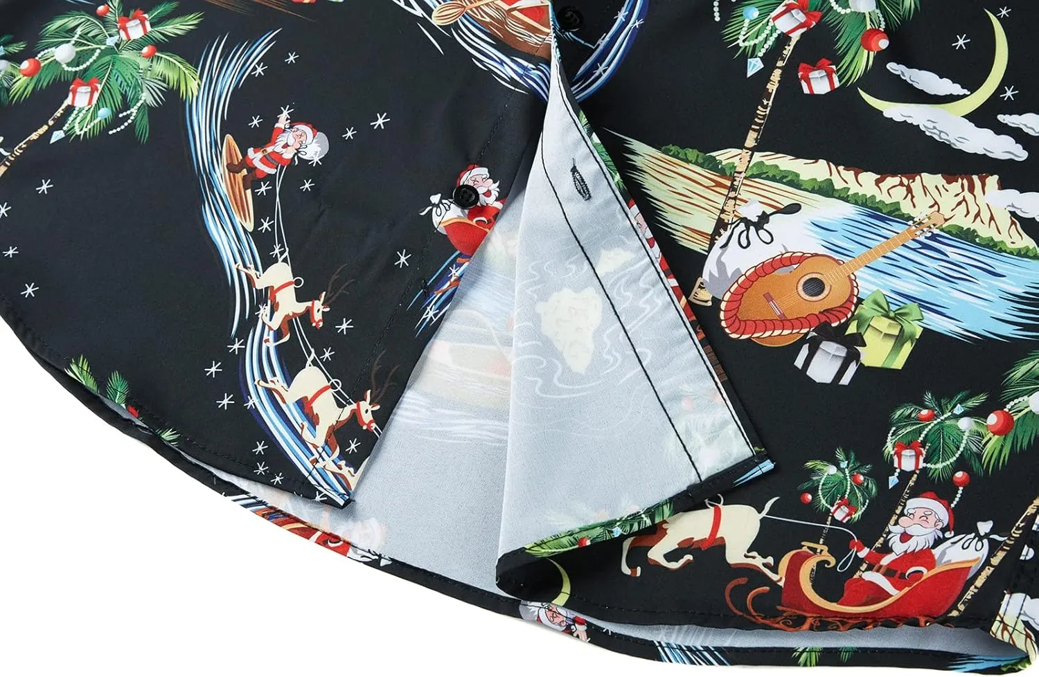 ENVMENST Christmas Button Up Shirt for Men Fun Printed Casual Short Sleeve Hawaiian Santa Shirt