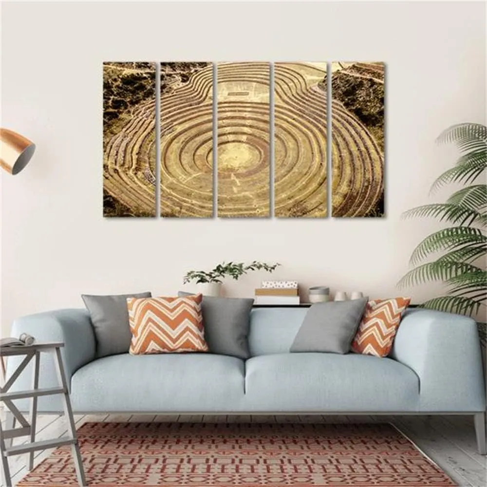 ERGO PLUS Modern Artwork Wall Art Canvas Abstract Paintings - Moray Quechua Peru - Decor for Living Room Bedroom Kitchen - 52x30in