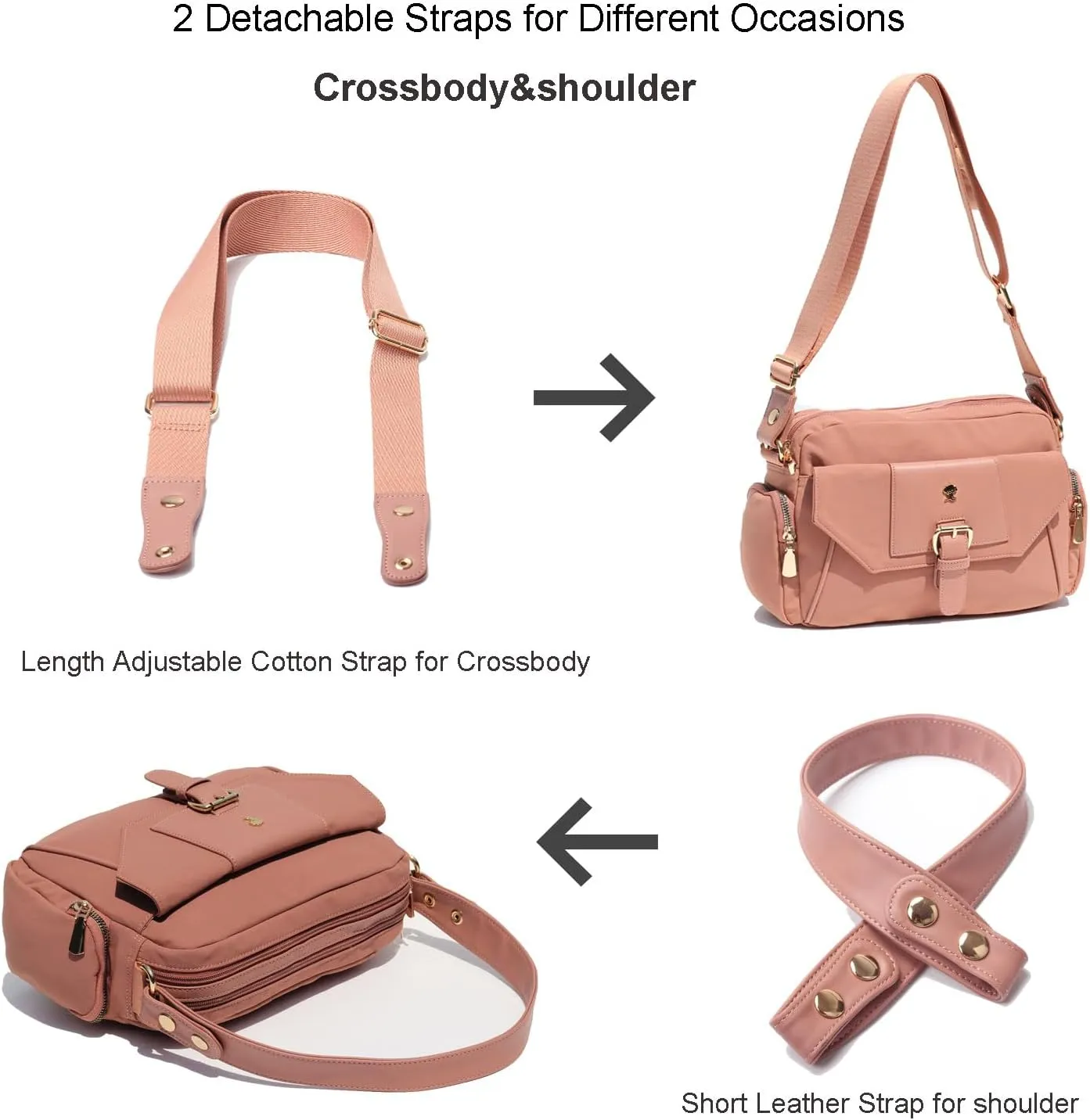 ESVAN Crossbody Bags for Women, Fashion Purses for Women Handbags Shoulder Bag with 2 Detachable Strap