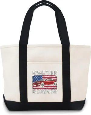 Everything Is Computer US Flag | Meme Canvas Bag For Fathers