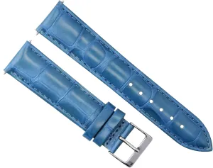 Ewatchparts 20mm Leather Watch Band Strap Compatible With Omega Seamaster Planet Aqua Terra Watch Light Blue