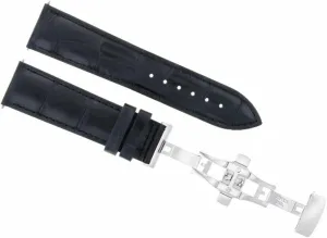 Ewatchparts 20mm Leather Watch Band Strap Deployment Buckle Clasp Compatible With Raymond Weil Black