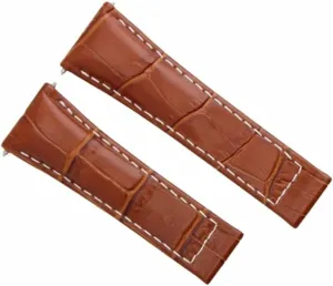 Ewatchparts 20mm Leather Watch Band Strap Italian Compatible With Rolex Daytona 16519 16520 Tan With White Stitching Short