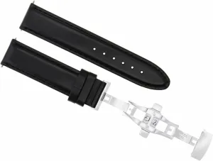 Ewatchparts 22mm Leather Watch Band Strap Smooth Compatible With Jaeger Lecoultre With Clasp Black
