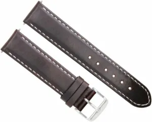 Ewatchparts 22mm Leather Watch Band Strap Smooth Compatible With Omega Seamaster Planet Ocean Dark Brown With White Stitching