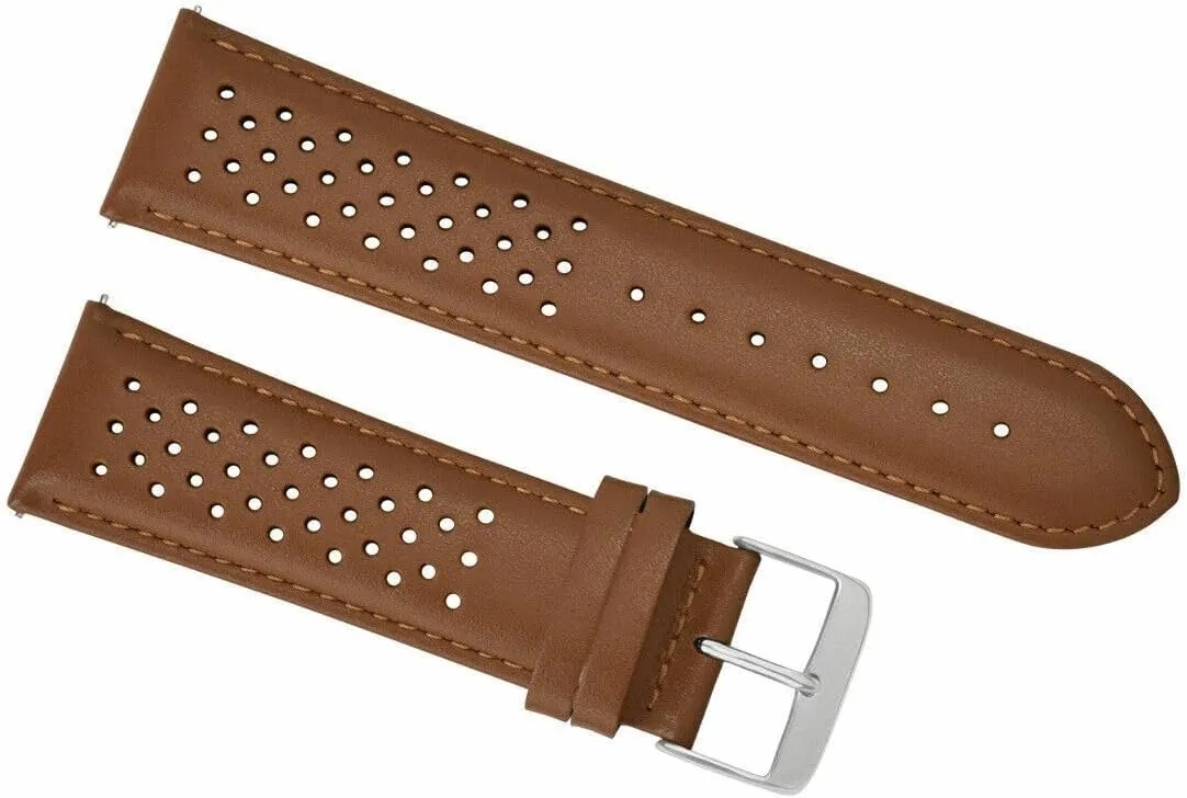 Ewatchparts 24mm Perforated Leather Watch Band Strap Compatible With Tag Heuer Carrera Quick Release Black