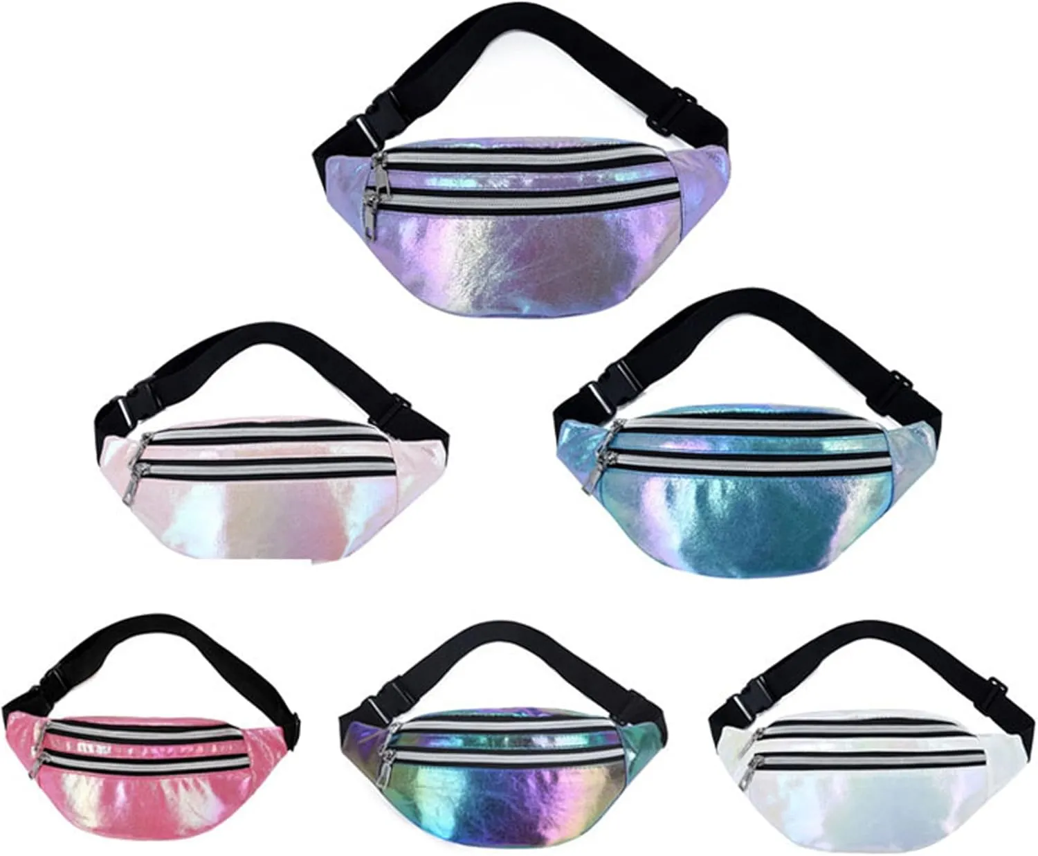 eYLun Women Holographic Fanny Pack Waist Bag Crossbody Bag Shiny Waist Pack Waterproof Bumbag Running and Traveling Pink
