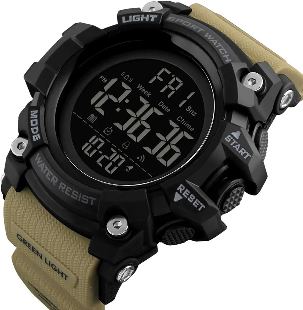 FANMIS Men's Digital Waterproof Sports Watch Military Multifunction Dual Time Stopwatch Alarm Backlight 50M Water Resistant Watch
