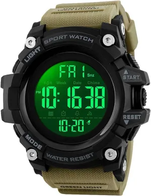 FANMIS Men's Digital Waterproof Sports Watch Military Multifunction Dual Time Stopwatch Alarm Backlight 50M Water Resistant Watch