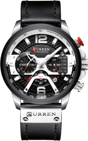 FANMIS Mens Luxury Watches Business Chronograph Dress Waterproof Leather Strap Analog Quartz Wrist Watch