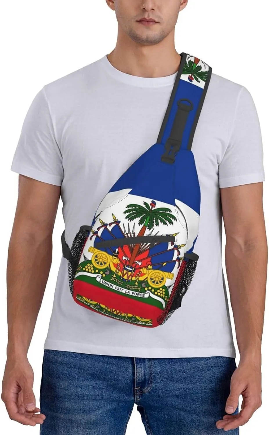 Fashion Haiti Flag Sling Backpack, Multipurpose Haitian Flag Crossbody Shoulder Bag Travel Hiking Daypack for Women Men